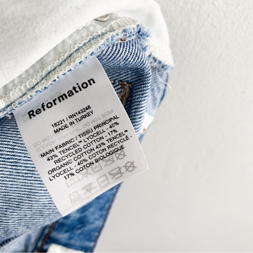 Reformation Floral Patchwork High Waist Button Fly Jeans Sz 23 - Picture 11 of 12